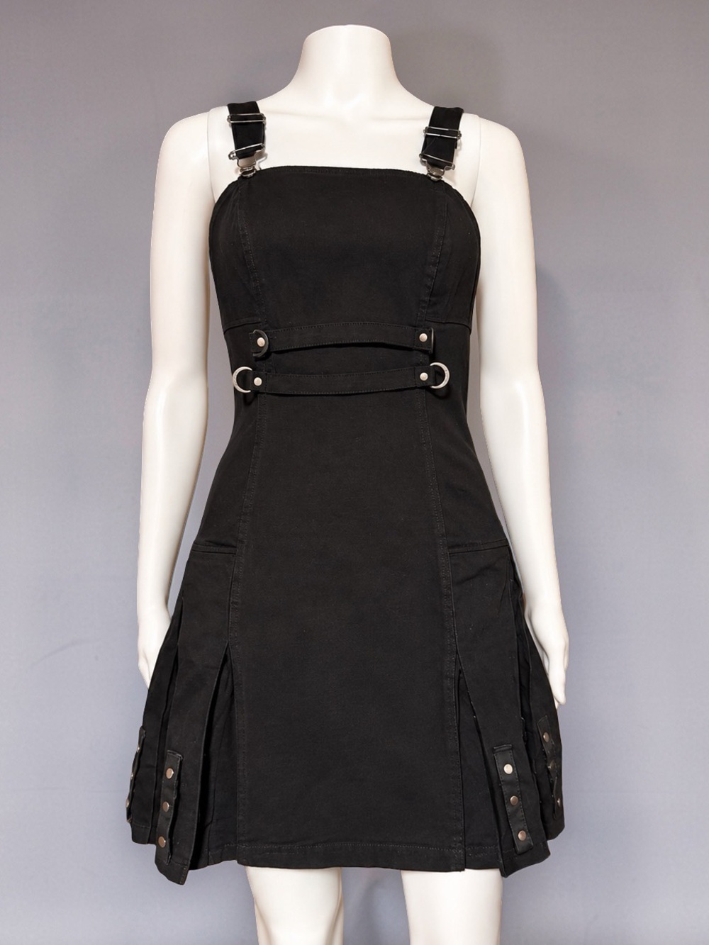 Tripp NYC Trixie Black Corset Buckle Pleated Mini Dress Size Small